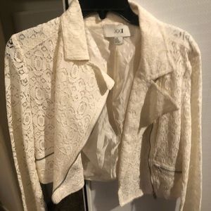White lace zip-up jacket